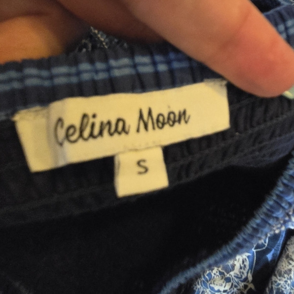 CELINA MOON Blue and White Flamingo Print Festival Skirt Small (5593) - Picture 4 of 6